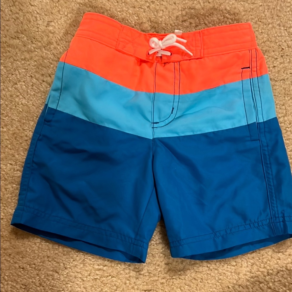 Janie and Jack Orange and Blue Swim Shorts